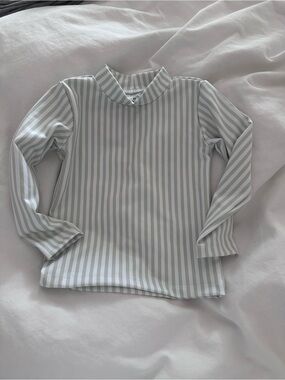 BNWT Imagine Perry Striped Long Sleeve Mock Neck Top - Soft Green & White - 2T